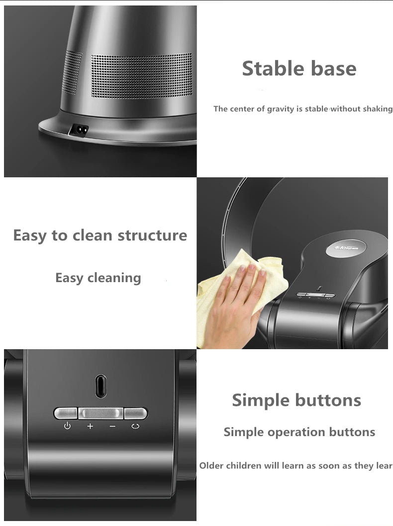 Electric Mute Fan with Remote Controlled Bladeless Powerful Soft Wind Wall Fan for Home Desktop Tower Fan 180 Deg Swinging