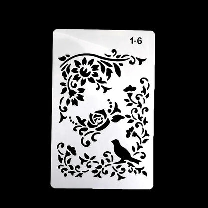 12 Design DIY Painting Template Wall Stencil Airbrush Scrapbook Coloring Embossing Album Diary Journal Drawing Copy Templates