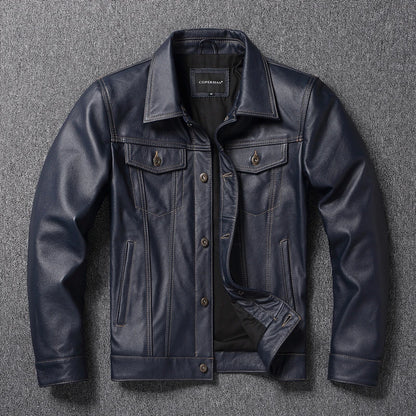 CC Shop Top.Y2K new classic casual slim fit genuine leather coat.quality fashion cowhide jacket.Young popular 557 style Denim