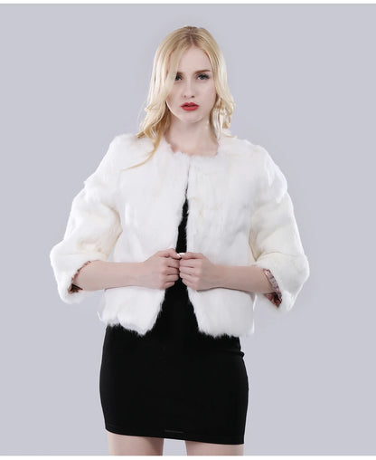 Hot Sale Girl Real Rabbit Fur Coat Women Real Rabbit Fur Jacket Genuine Real Rabbit Fur Outerwear Casual Short Real Fur Coats