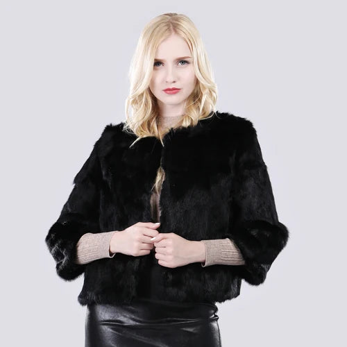 Hot Sale Girl Real Rabbit Fur Coat Women Real Rabbit Fur Jacket Genuine Real Rabbit Fur Outerwear Casual Short Real Fur Coats