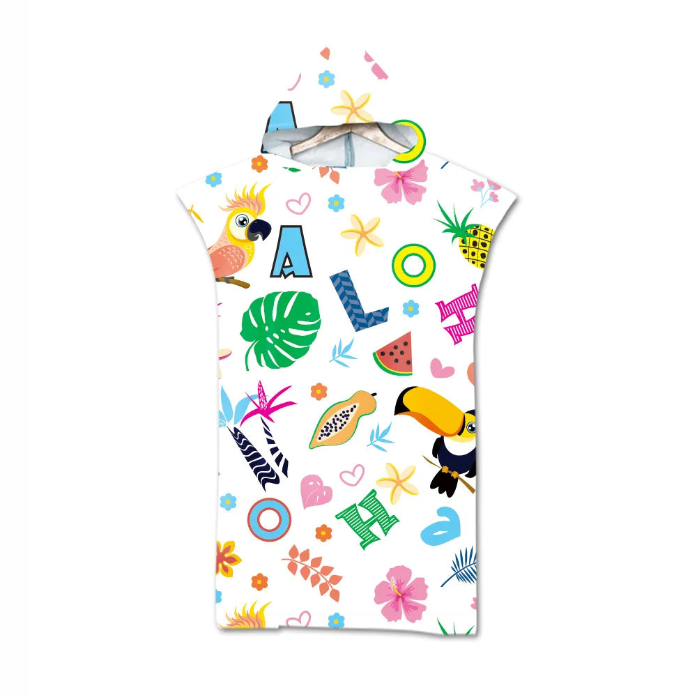 Microfiber Printed Hooded Beach Towel For Adults Quick Dry Swimming Pool Poncho Bath Towel With Cloak Bathrobe
