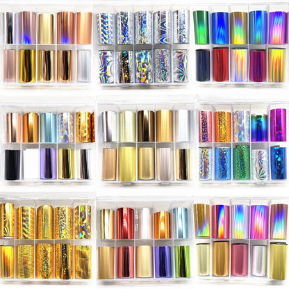 1 Box New Metal Nail Foils for Matt Transfer Paper Neon Stickers Champagne Nails Wraps Silver DIY Chameleon Nail Art Decorations
