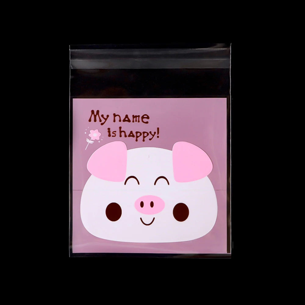 50/100 pcs 10x13cm Opp Self-Stick Transparent Packing Bear Owl Cookie Candy Wedding Birthday Christmas Party Gift Bag Wholesale