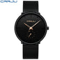 CRRJU New Watches Mens 2019 Man Fashion Simple Stainless Steel Blue Thin Watch For Men Luxury Casual Waterproof Quartz Clock
