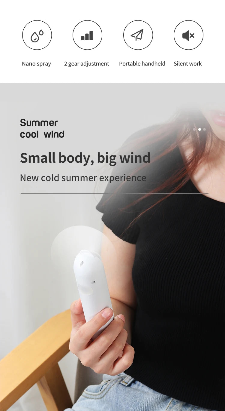 Mini Handheld Fan With Mister USB Nano Spary Diffuser Fold Air Humidifier Ventilador Portable 500Mah Battery Rechargeable Silent
