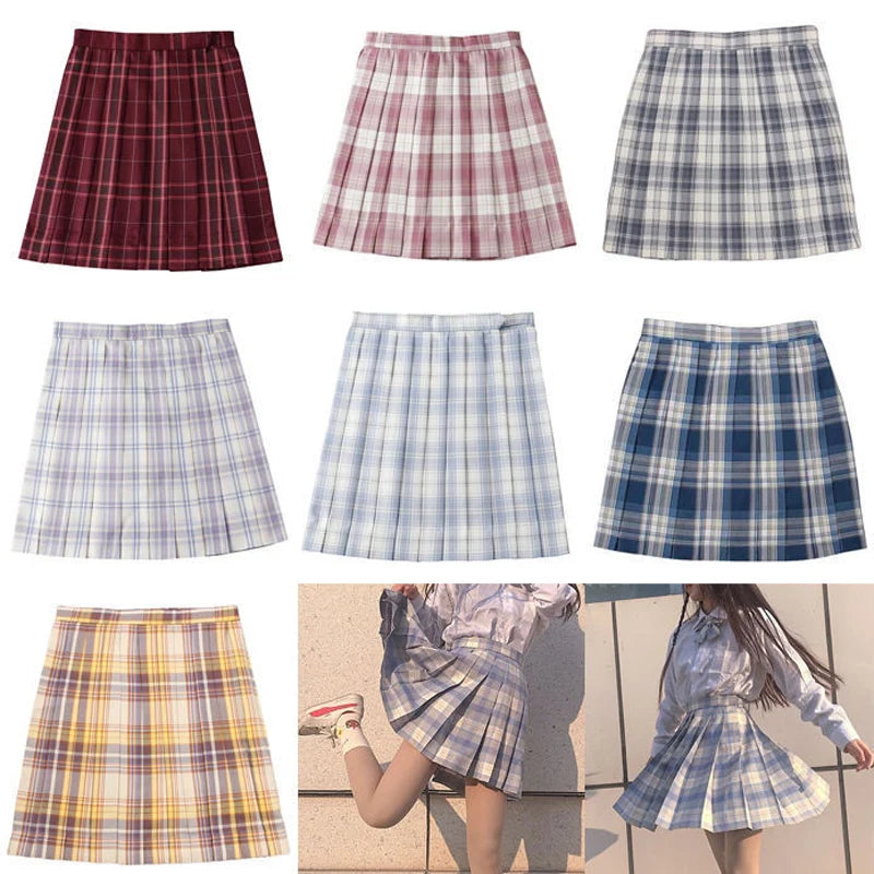 JMPRS Plaid Women Pleated Skirt Bow Knot Summer High Waist Preppy Girls Dance Mini Skirt Cute A Line Harajuku Sexy Japan Faldas
