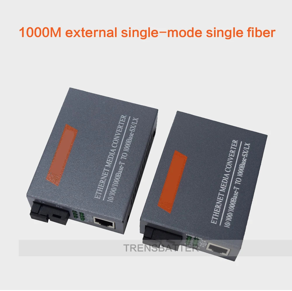 1 Pair HTB-GS-03 A/B Gigabit Fiber Optical Media Converter 1000Mbps Single Mode Single Fiber SC Port 20KM External Power Supply