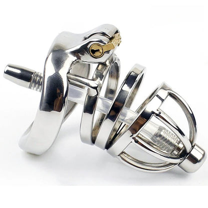 304 Stainless Steel Male Chastity Device Penis Cage Cock Ring with Urethral Sounds Catheter Tube Metal Chastity Belt Lock for Me
