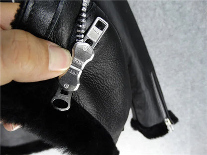 CC SHop Best.Guarantee Genuine leather jacket with fur.Winter warm women 100% shearling coat.Street sheepskin with wool jackets