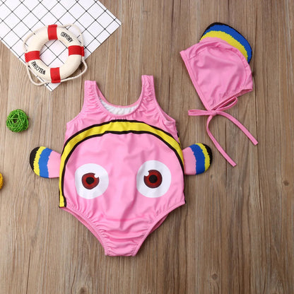 Citgeett Summer Kids Baby Girl Swimwear Cartoon Goldfish Swimsuit Beachwear Bathing Costume
