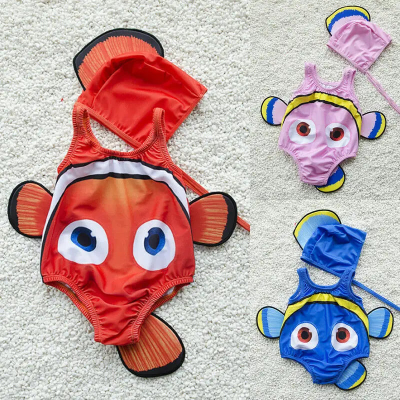 Citgeett Summer Kids Baby Girl Swimwear Cartoon Goldfish Swimsuit Beachwear Bathing Costume