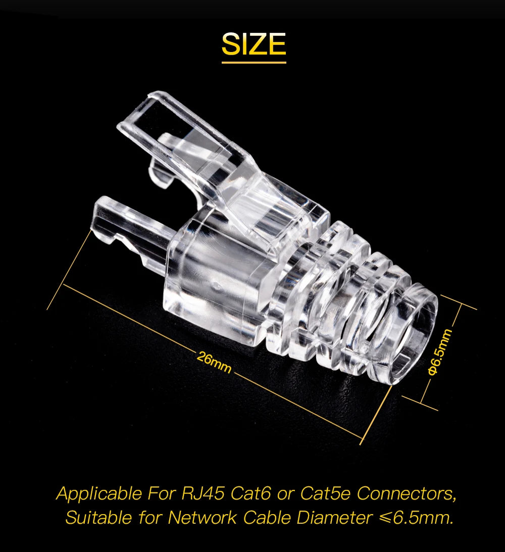 NASTAKO 20/50/100pcs Cat6 RJ45 Connector UTP Cable Ethernet Jack 8P8C Network CAT6 Cat5e Modular Plugs with 6.5mm RJ45 Caps