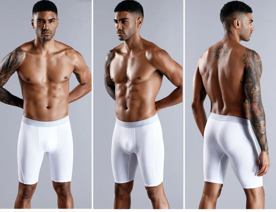 BONITOS Men Boxers Long Leg Man Underwear Soft Men Underpants Natural Cotton Sexy Boxer Shorts Top Brand Long Men's Panties