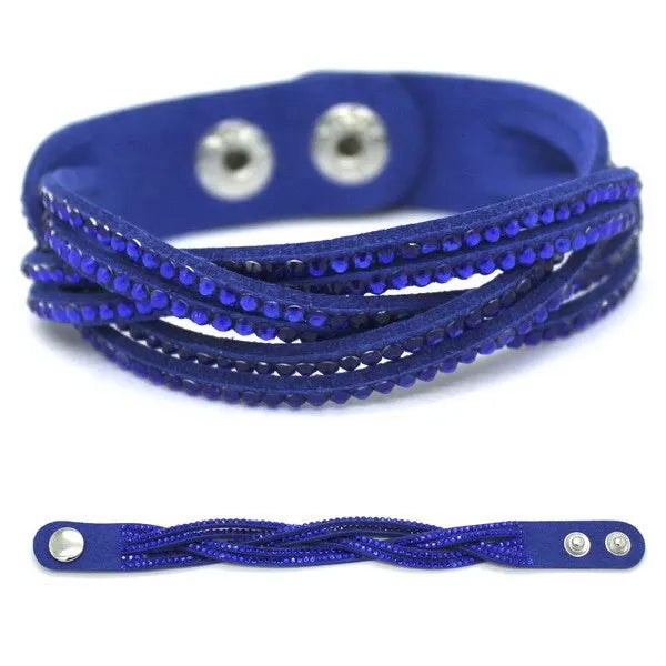 XQNI New Fashion Crystal Bangle Leather Bracelets European Style Adjustable Rhinestone Classic Charm Bracelets For Women Jewelry