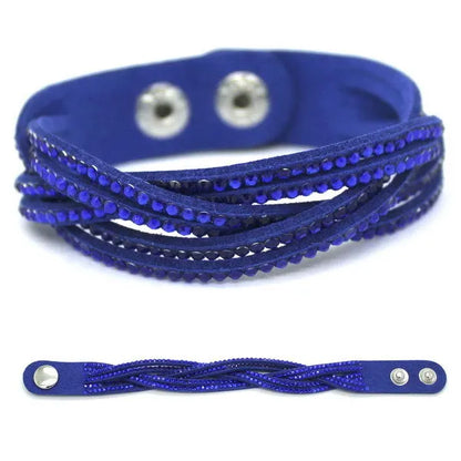 XQNI New Fashion Crystal Bangle Leather Bracelets European Style Adjustable Rhinestone Classic Charm Bracelets For Women Jewelry