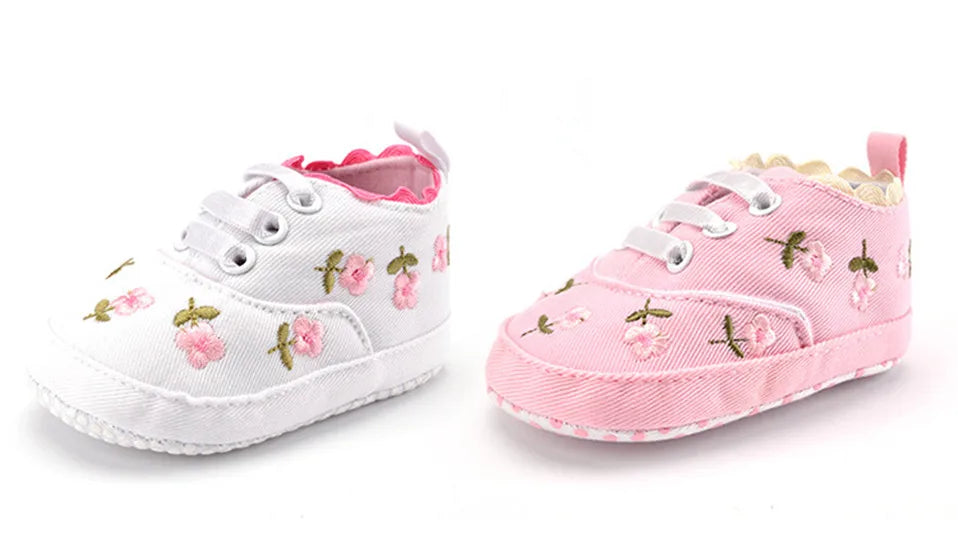 Baby Girl Shoes White Lace Floral Embroidered Soft Shoes Prewalker Walking Toddler Kids Shoes First Walker