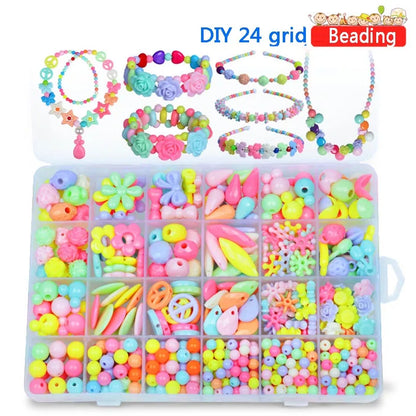 550-700PCS DIY Colorful Acrylic Beads Girls Puzzle Toy Jewelry Necklace Bracelet Handmade String Bead Girl Children Making Toys
