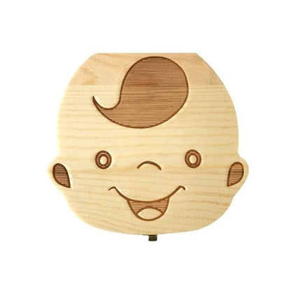 Spanish/English/Portugal/French/Russia Baby Wood Tooth Box Organizer Milk Teeth Storage Collect Teeth Umbilica Lanugo Save Gifts
