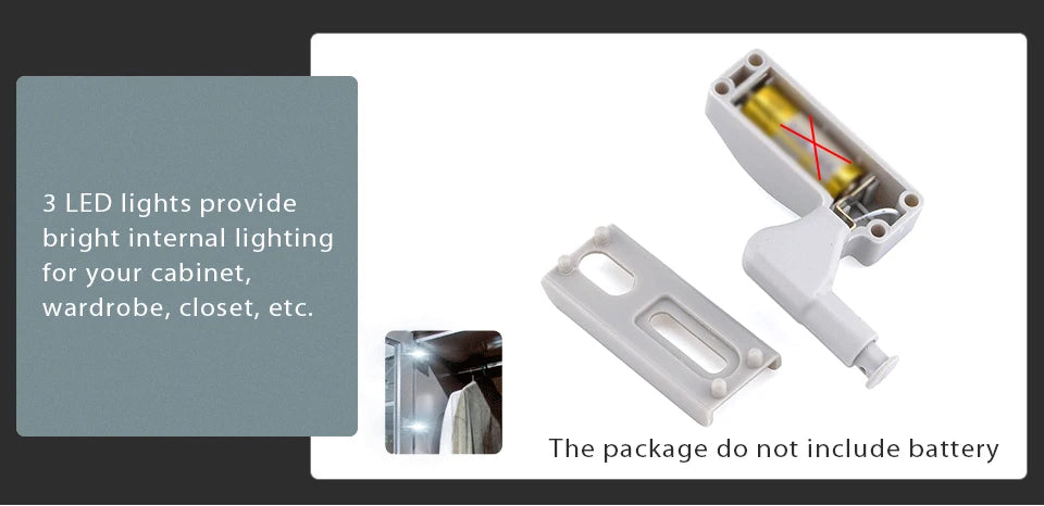 KAK Universal Hinge Light Kitchen Bedroom Living Room Cabinet Cupboard Wardrobe 0.25W Inner LED Sensor Light Furniture Hardware