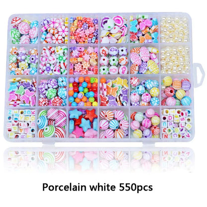 550-700PCS DIY Colorful Acrylic Beads Girls Puzzle Toy Jewelry Necklace Bracelet Handmade String Bead Girl Children Making Toys