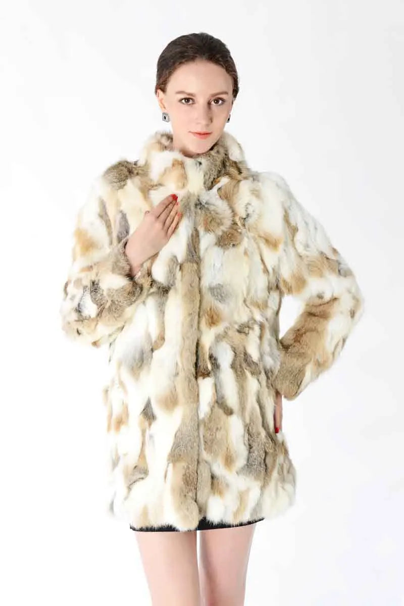 New Arrival Standard Collar Vintage Customize Real Whole Rabbit Fur Coat For Women Female M-5XL Mandarin Collar Jacket WSR257