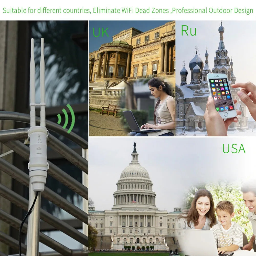 Wavlink High Power AC1200/600/300 Outdoor Wireless WiFi Repeater AP/WiFi Router Dual Dand 2.4G+5Ghz Long Range Extender POE