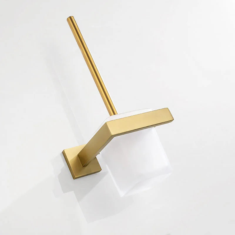 Gold Brushed Bathroom Accessories Hardware Towel Bar Rail Toilet Paper Holder Towel Rack Hook Soap Dish Toilet Brush