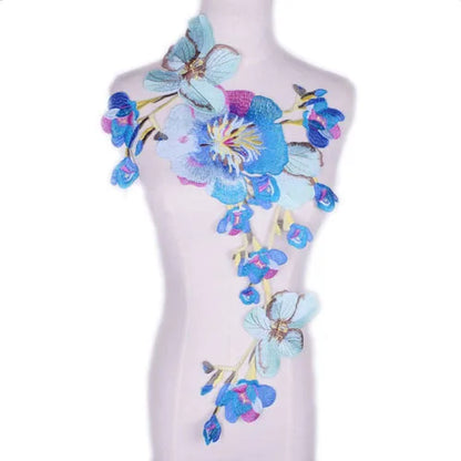 1PC Big Gray Flower Lace Embroidered Neckline Collar Trim Clothes Fabric Sewing Supplies Craft Wedding Dress Applique
