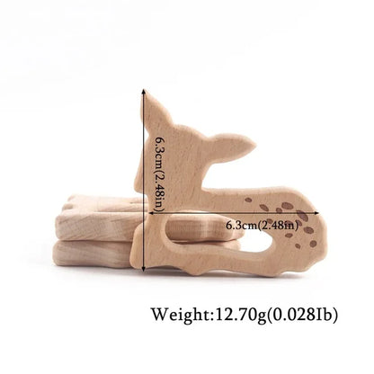 10pc Wooden Teether Animals Beech Teething Grasping Wooden Animal Toy Rodent Baby Teether Pendant DIY  Pacifier Chain Kids Goods