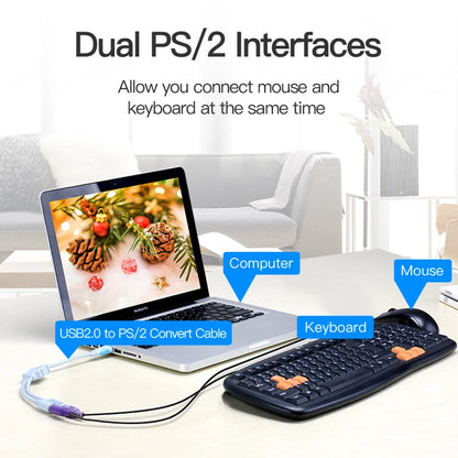 Vention USB to PS2 Converter Cable USB Male to PS/2 Female Adapter USB Extension Cable For Keyboard Mouse Scanner PS2 USB Cable