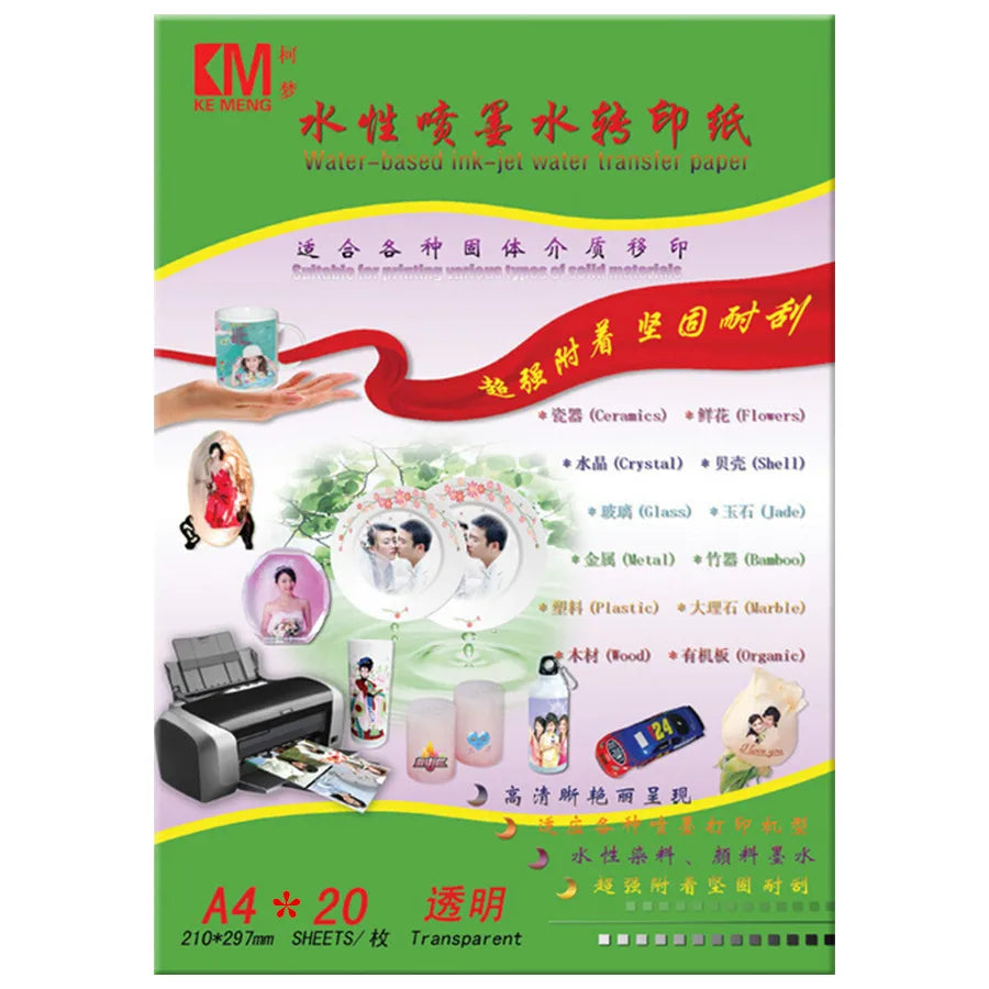 Inkjet Water Slide Decal Transfer Paper A4 A5 Size Nail Decal Transparent Color Printing Paper Inkjet Waterslide Decal Paper