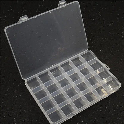 Yidensy 1pcs Square Transparent Plastic Storage Box Case 10/24 Slot Adjustable for Pills Jewelry Beads Earring Case Organizer