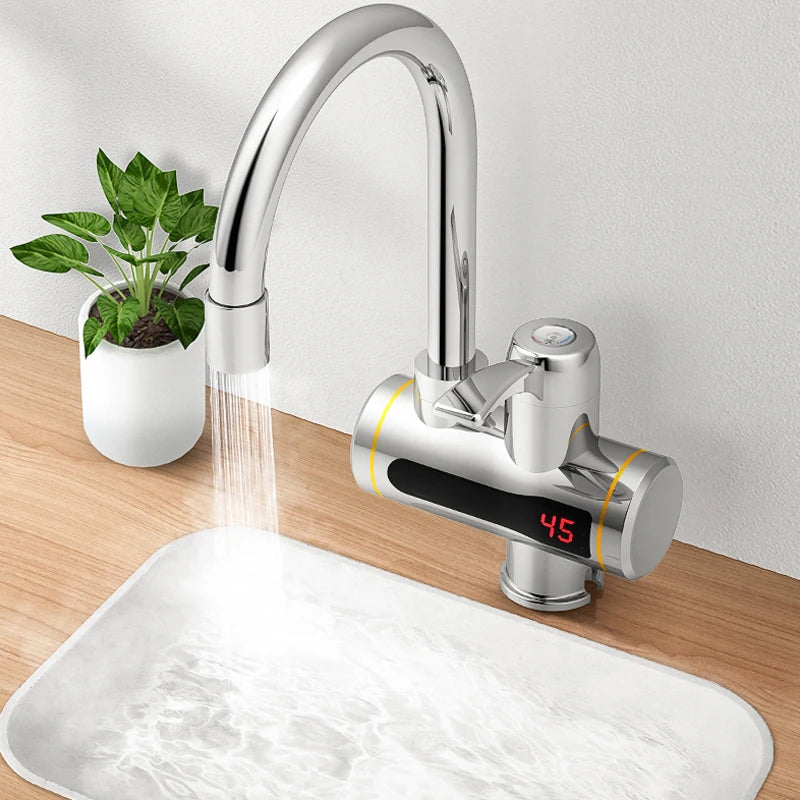 DMWD Tankless Electric Hot Water Heater Universal Hose Faucet Kitchen Instant Heating Tap Water Heater LED Temperature Display