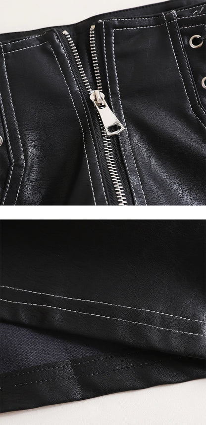 Autumn Women PU Shorts Tie High Waist Shorts Female Casual Black Shorts Ladies All Match Wide leg Shorts Short Pants