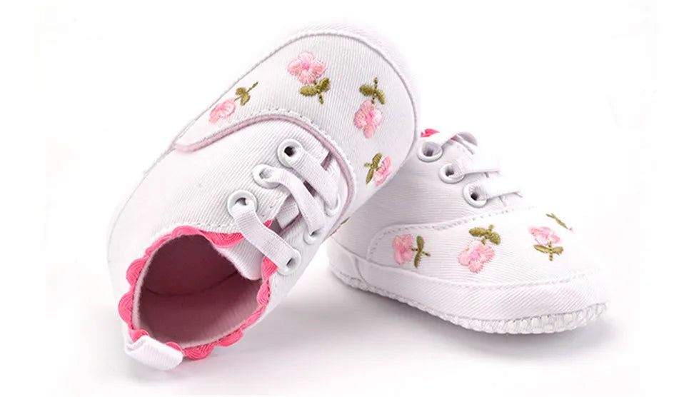 Baby Girl Shoes White Lace Floral Embroidered Soft Shoes Prewalker Walking Toddler Kids Shoes First Walker