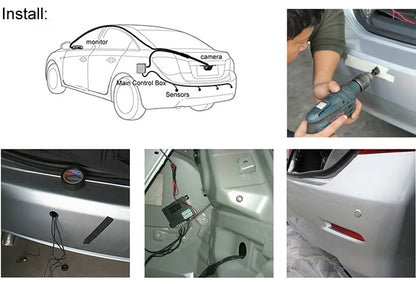 CVBS GreenYi Dual Core CPU Car Video Parking Sensor Reverse Backup Radar Assistance, Auto Parking Monitor Digital Display