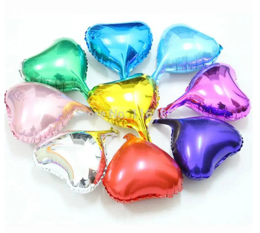 50pcs/lot 10inch Colourful Heart Shaped Foil Balloon Wedding Birthday Decor Pure Color Metallic Inflatable Globos Toys