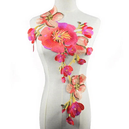 1PC Big Gray Flower Lace Embroidered Neckline Collar Trim Clothes Fabric Sewing Supplies Craft Wedding Dress Applique