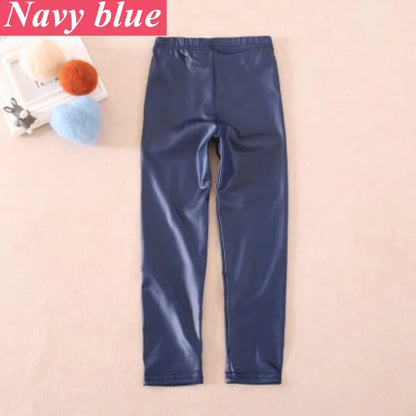 Faux PU Leather Teens Children Kids Girls Leggings Thin Skinny Slim Legging for Spring Autumn