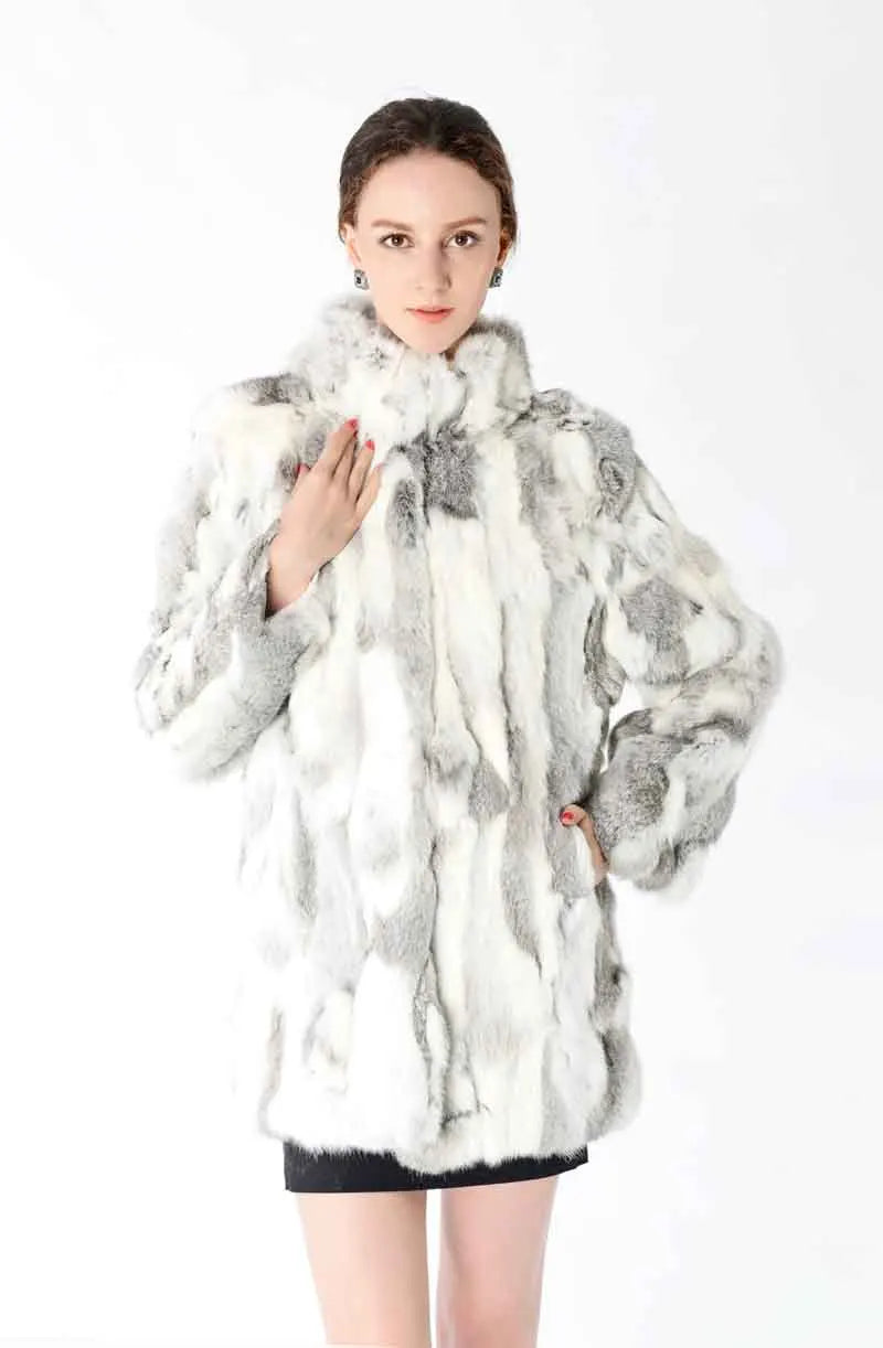 New Arrival Standard Collar Vintage Customize Real Whole Rabbit Fur Coat For Women Female M-5XL Mandarin Collar Jacket WSR257