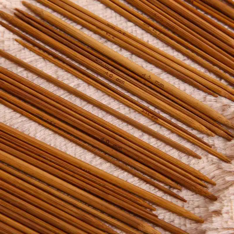 55/110pcs 11Sizes 13cm Bamboo Knitting Needles Crochet Hooks Double Pointed Carbonized Bamboo Needles Sweater Weave Craft