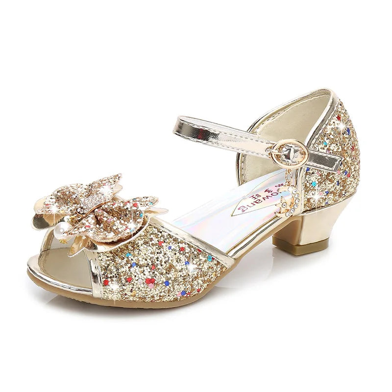 Princess Girls Party Shoes Children Sandals Colorful Sequins High Heels Shoes Girls Sandals Peep Toe Summer Kids Shoes CSH813