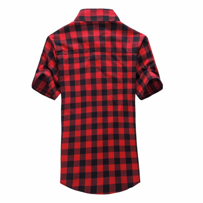 Red And Black Plaid Shirt Men Shirts 2026 New Summer Fashion Chemise Homme Mens Checkered Shirts Short Sleeve Shirt Men Blouse