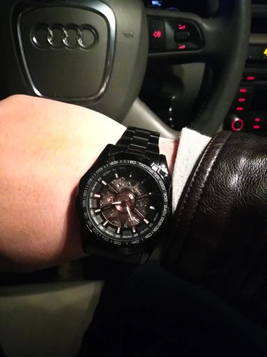 Forsining 2021 Stainless Steel Waterproof Mens Skeleton Watches Top Brand Luxury Transparent Mechanical Sport Male Wrist Watches