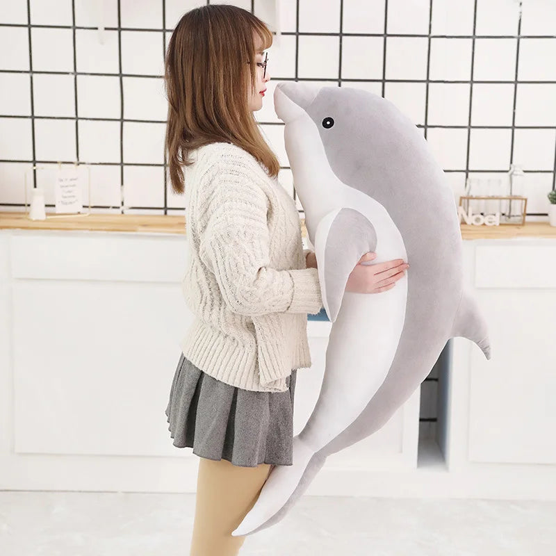 30-160CM Lovely Soft Dolphin Plush Toy Plush Cloth Doll Cotton Animal Nap Pillow Creative Children's Toys Birthday Gift Girl