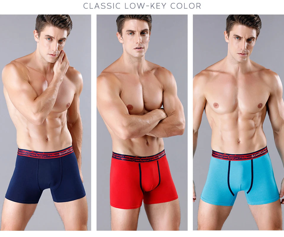 4pcs Cotton Boxer Shorts Soft Men's Panties BONITOS Letter Waistband Men Underpants Boxer Briefs Sexy Underwear for Man Boxers