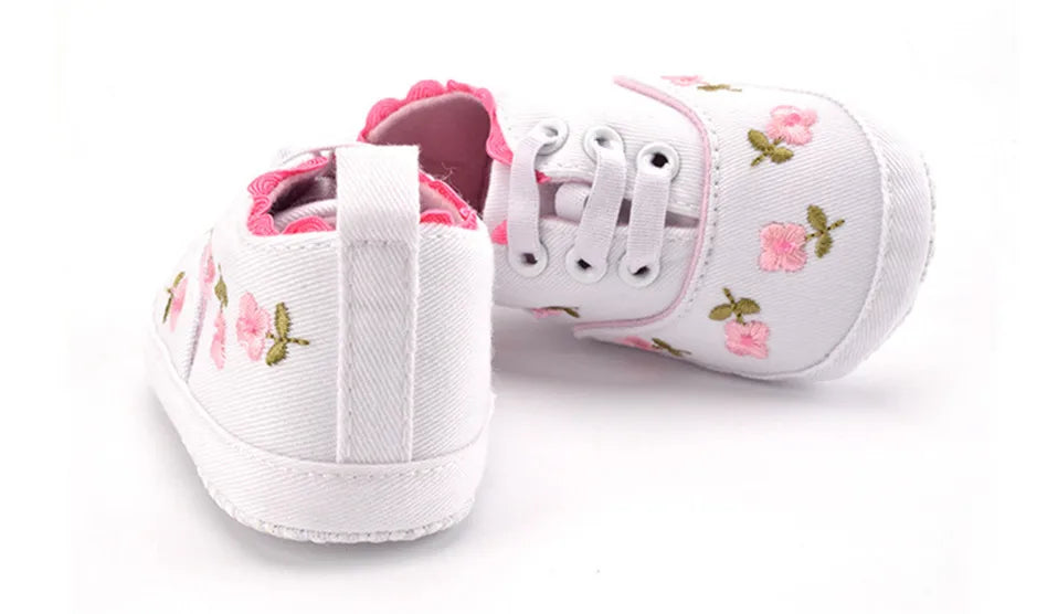 Baby Girl Shoes White Lace Floral Embroidered Soft Shoes Prewalker Walking Toddler Kids Shoes First Walker