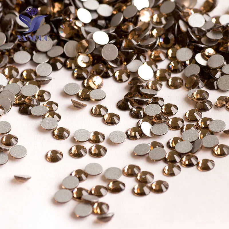YANRUO 2058NoHF All Color SS16-SS30 Non Hot Fix Sewing Rhinestones Glass Crystal 3D Nail Art Rhinestones For Dress Clothes