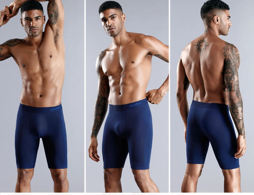 BONITOS Men Boxers Long Leg Man Underwear Soft Men Underpants Natural Cotton Sexy Boxer Shorts Top Brand Long Men's Panties